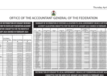Summary of the Gross Revenue Allocation By Federation Account Allocation Committee For January 2024